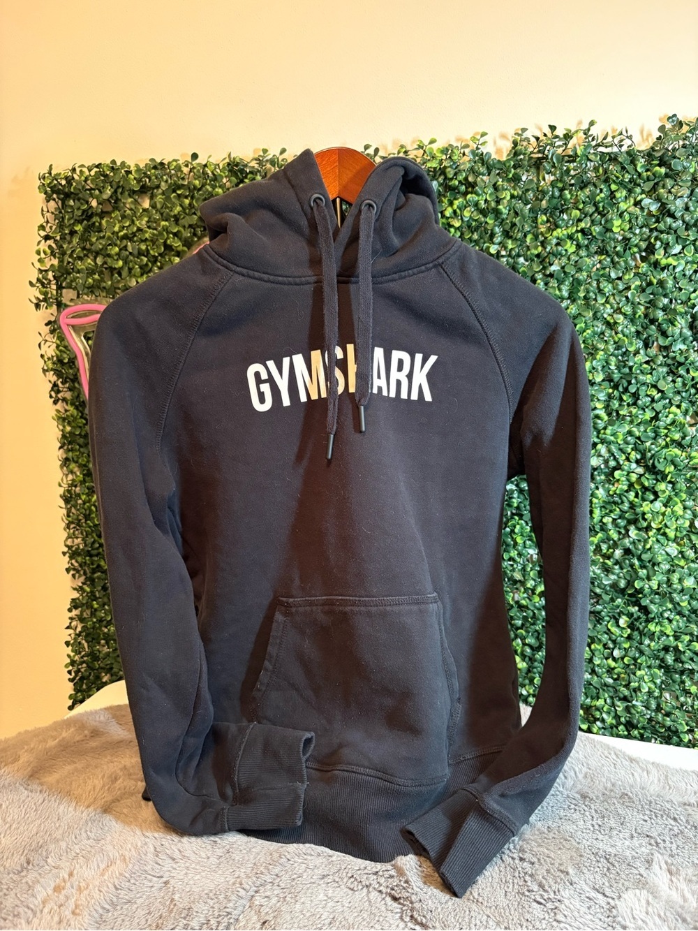 Gymshark Black Women's Pullover Hoodie with White Logo Size Small